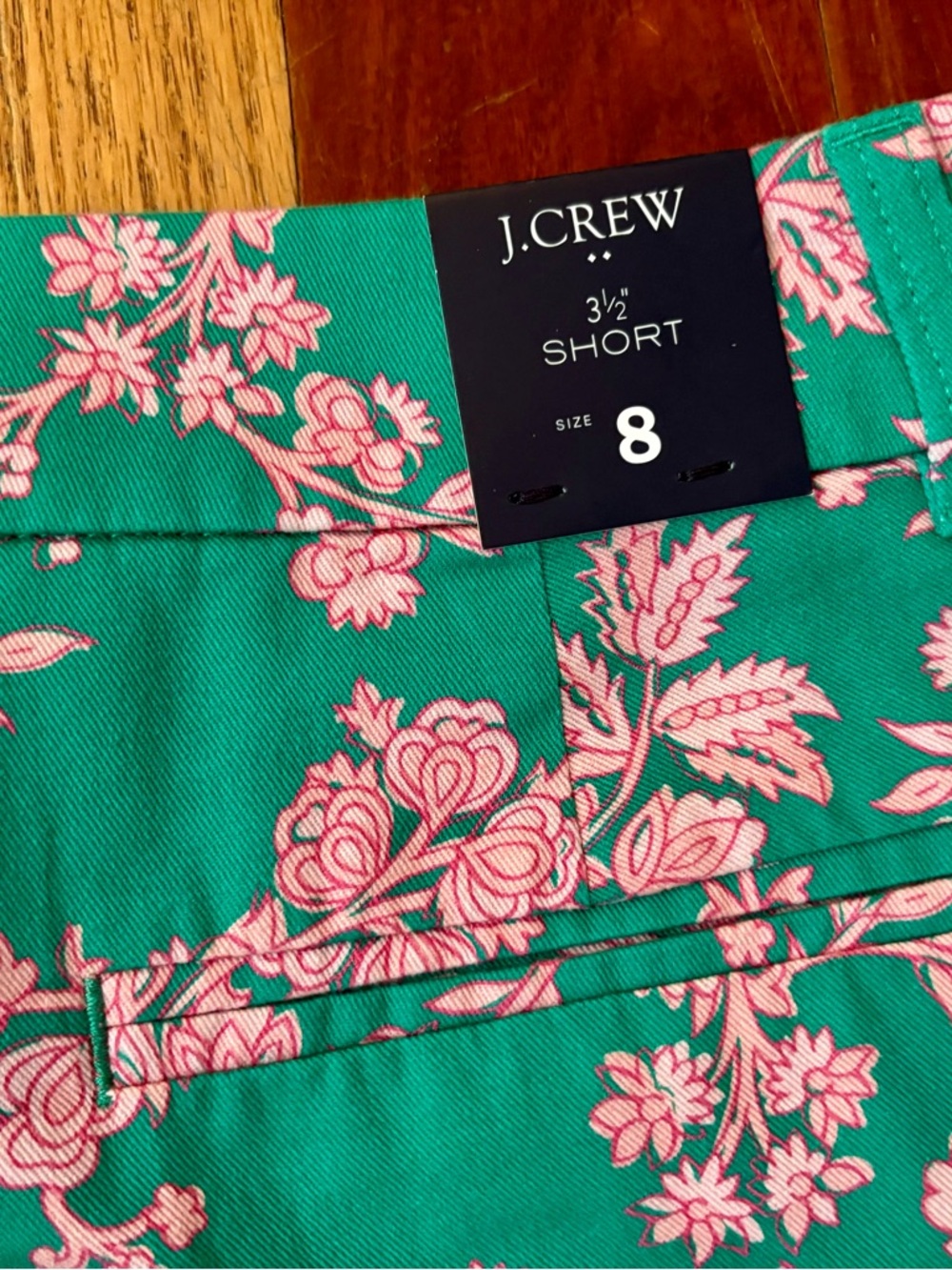 J. Crew Green Shorts with Pink Floral Print Size 8 New - Picture 6 of 6